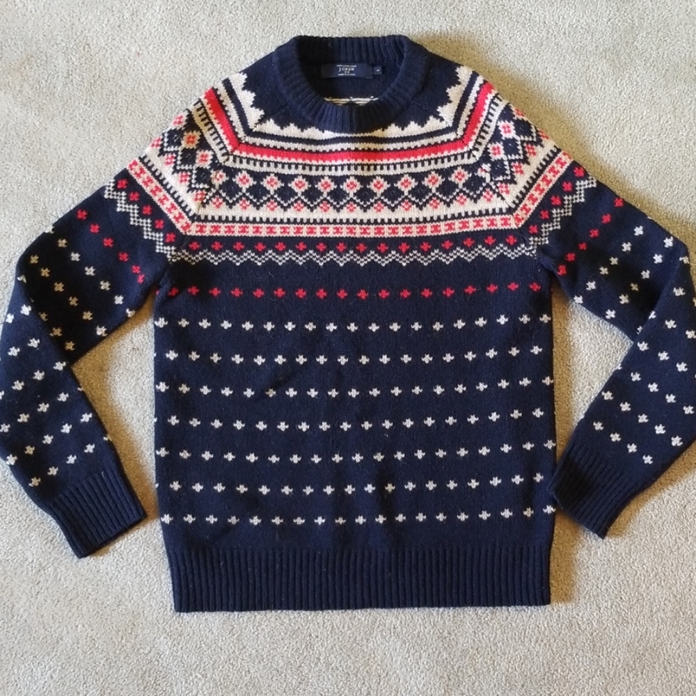 J. Crew factory lambswool fair isle sweater s